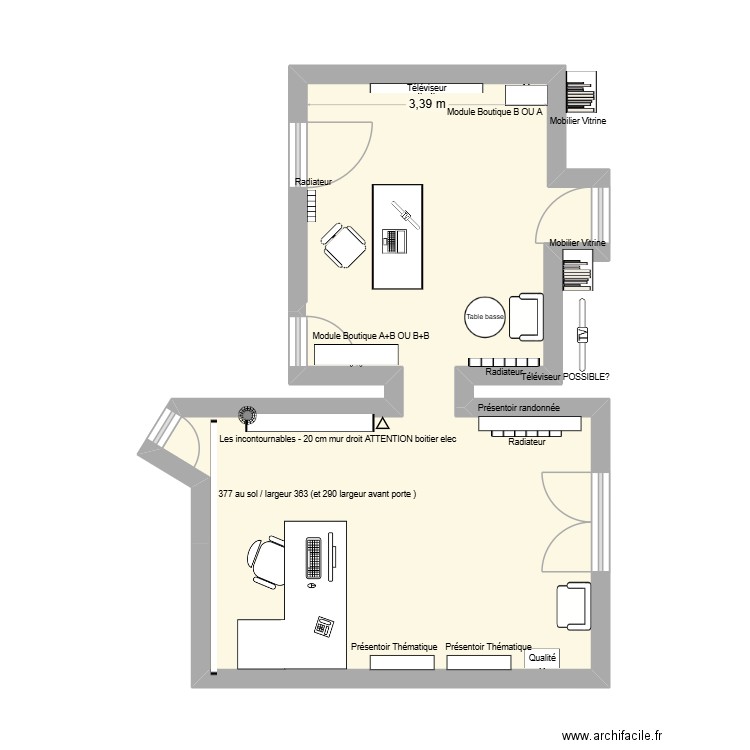 Test TH. Plan de 1 pièce et 34 m2