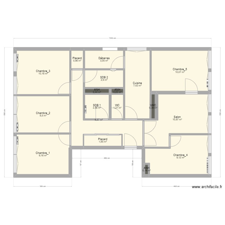 Projet coloc 7 square cloteaux _Brut_V2. Plan de 18 pièces et 88 m2