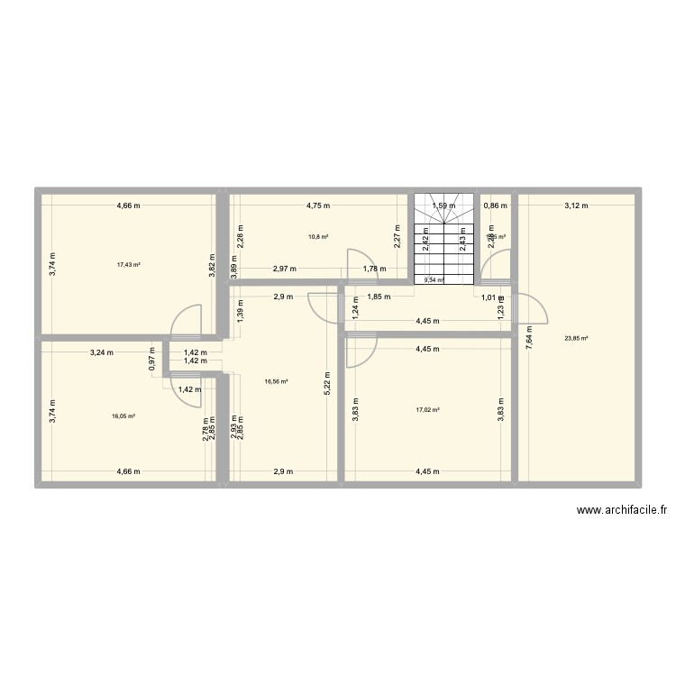 Maison +1. Plan de 8 pièces et 113 m2