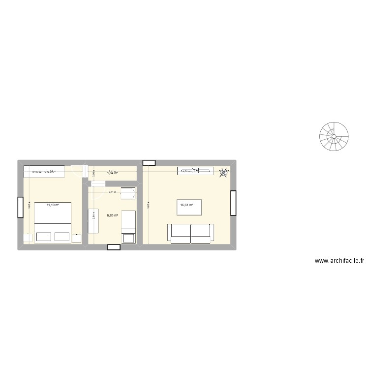 annexe. Plan de 4 pièces et 36 m2