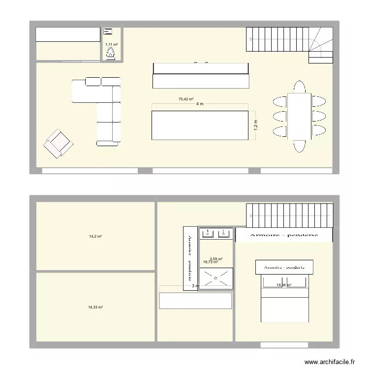 Ancien bis bis. Plan de 8  et 143 m²
