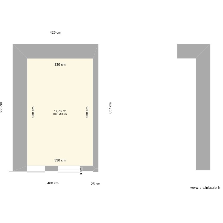 Hugo porche/etage Facade Nord. Plan de 3 pièces et 62 m2