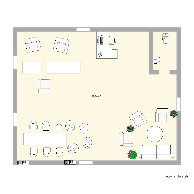 ressource humaine. Plan de 1 pièce et 88 m2