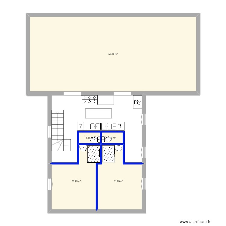 etage canac. Plan de 5 pièces et 83 m2