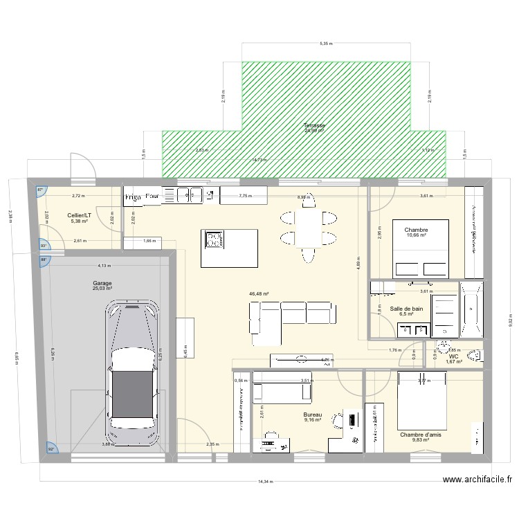Lançon - limites. Plan de 9 pièces et 140 m2