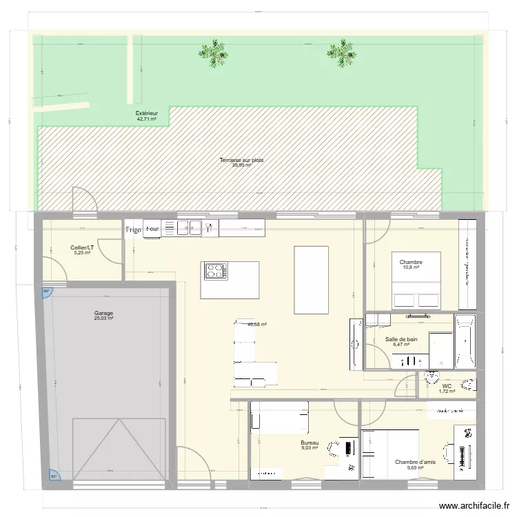 Lan&ccedil;on - limites. Plan de 10  et 197 m²