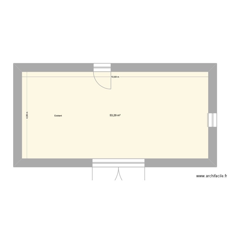 hangar futur 2. Plan de 1 pièce et 53 m2