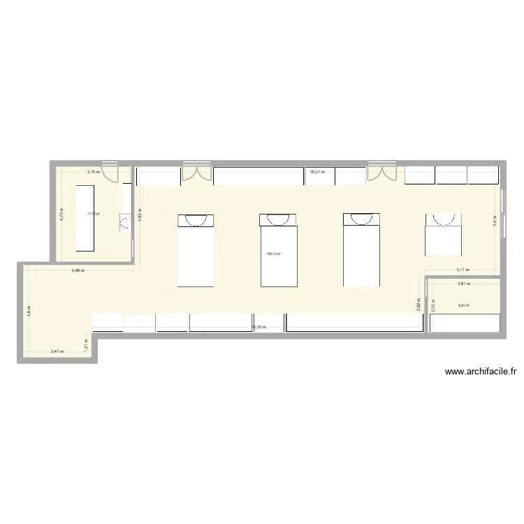 BASE. Plan de 3  et 188 m²