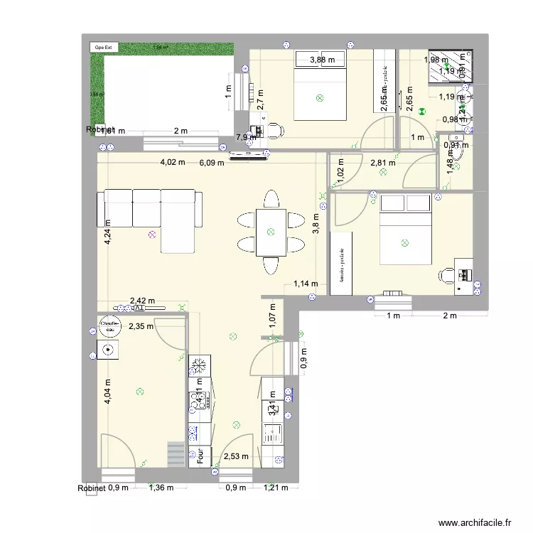 Locatif Villedoux. Plan de 7  et 74 m²