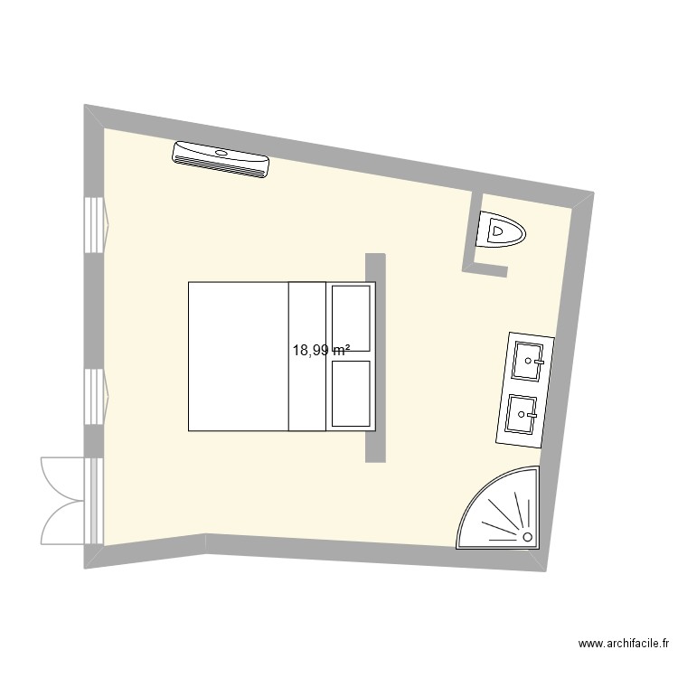 Chambre 4. Plan de 1 pièce et 19 m2