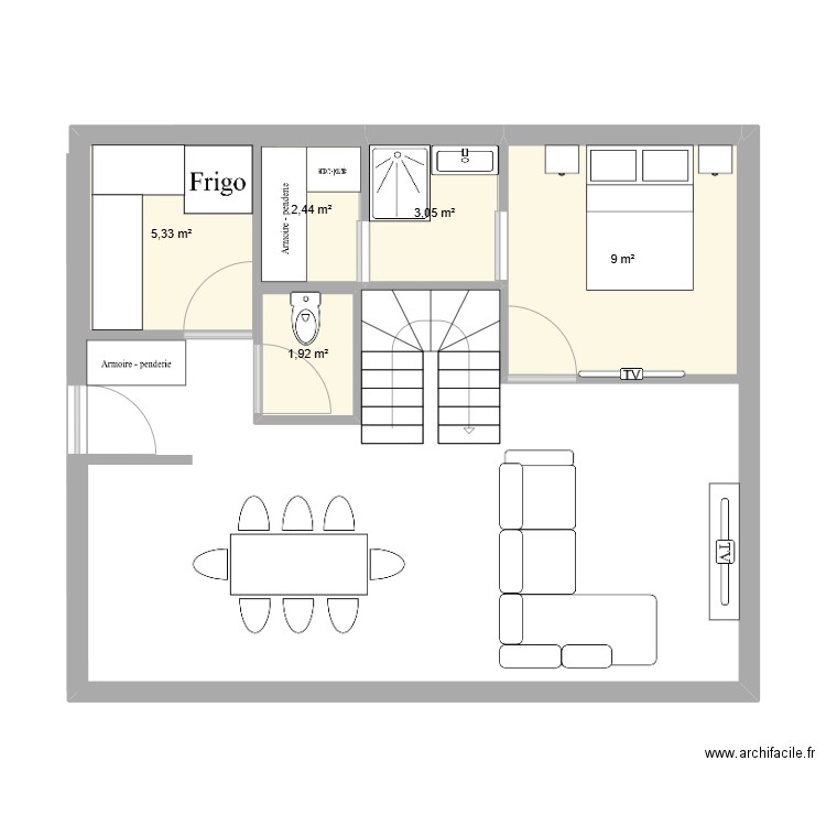 MAISON 1. Plan de 5 pièces et 22 m2