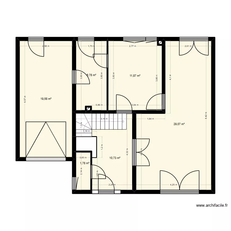 P0.0_PLAN_RDC_ORIGINAL_PROJET_ZANY. Plan de 9  et 81 m²