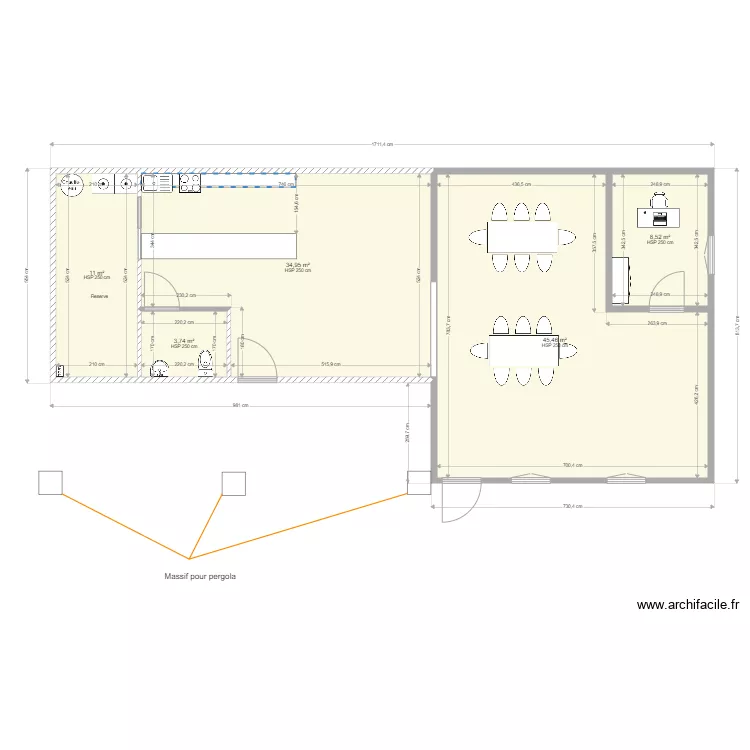 Salle doutre actuel demande n&deg;2 avec massif. Plan de 