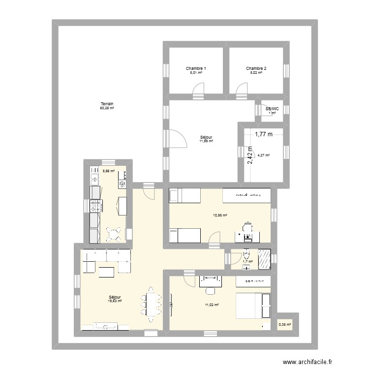 PROJET MAMAN. Plan de 12 pièces et 235 m2