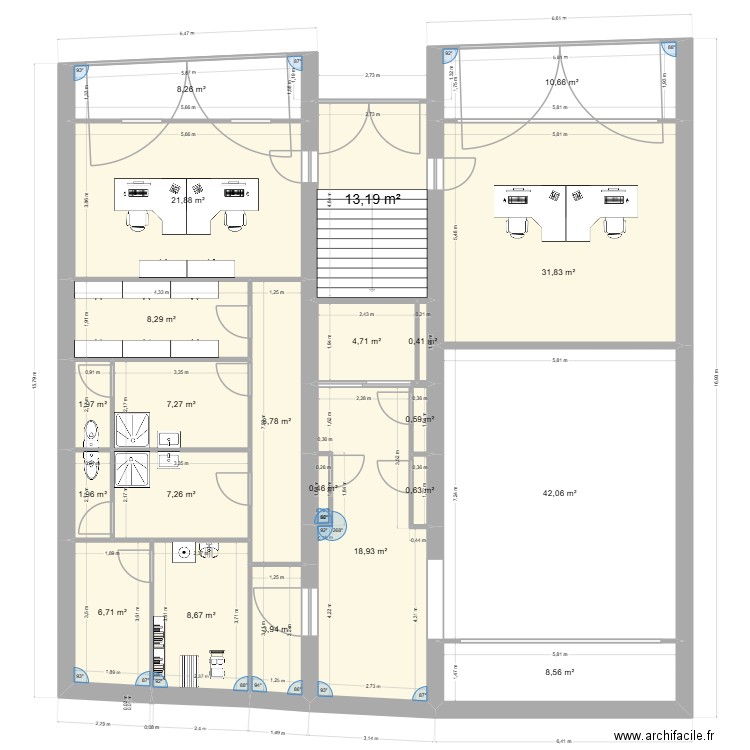 catherine. Plan de 22 pièces et 217 m2