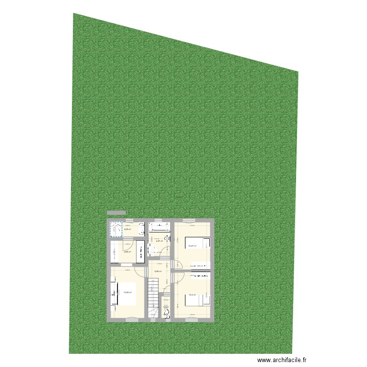 étage. Plan de 8 pièces et 51 m2