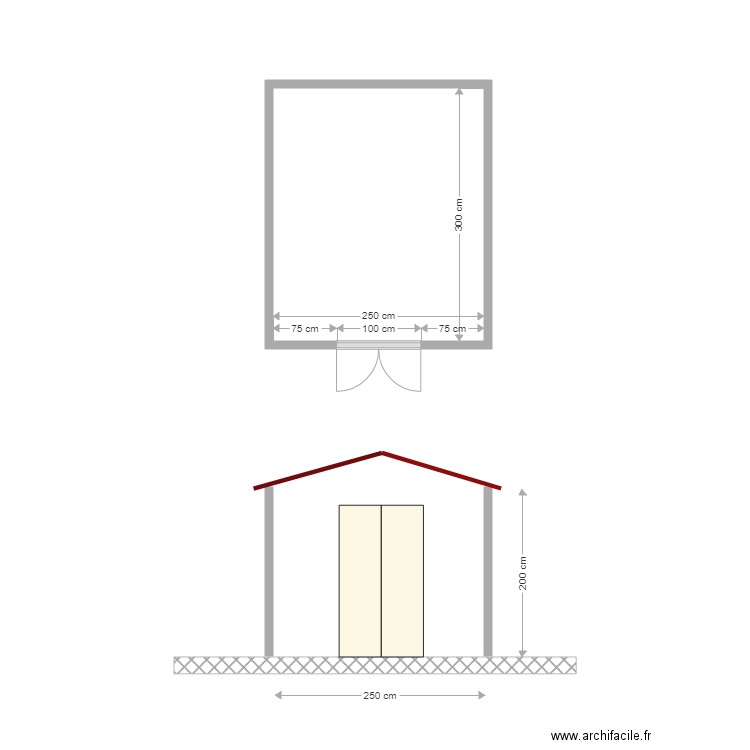 Abris de jardin Nethen . Plan de 1 pièce et 8 m2