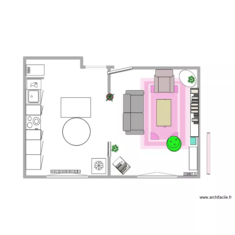 cuisine ouverte. Plan de cuisine ouverte. Plan de