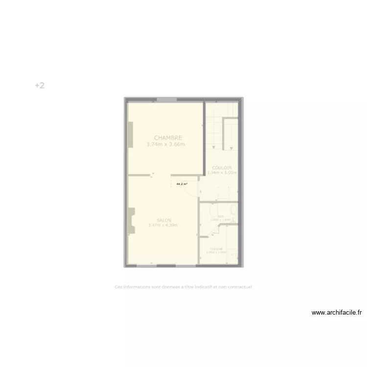esquisse vinc. Plan de 1  et 44 m²
