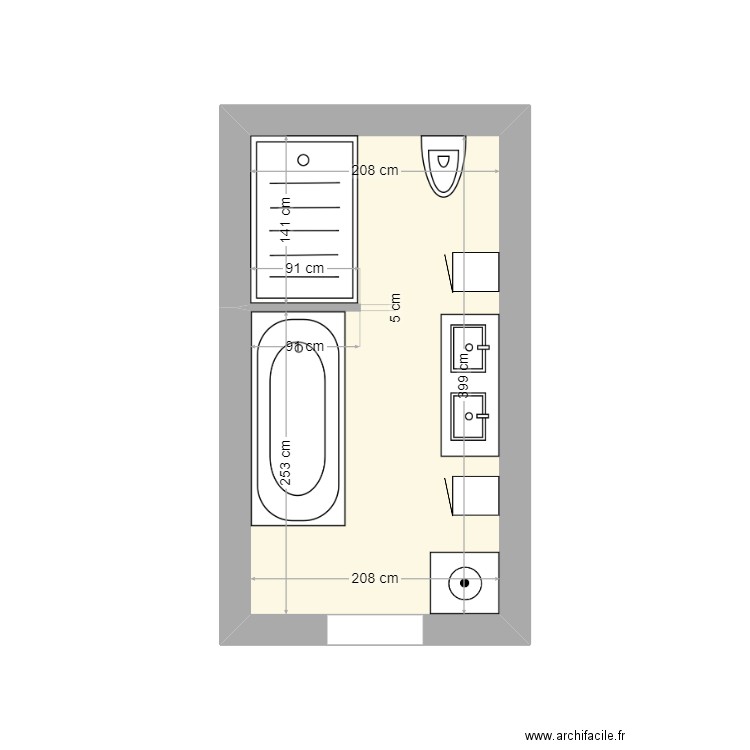 lemaitre. Plan de 1 pièce et 8 m2