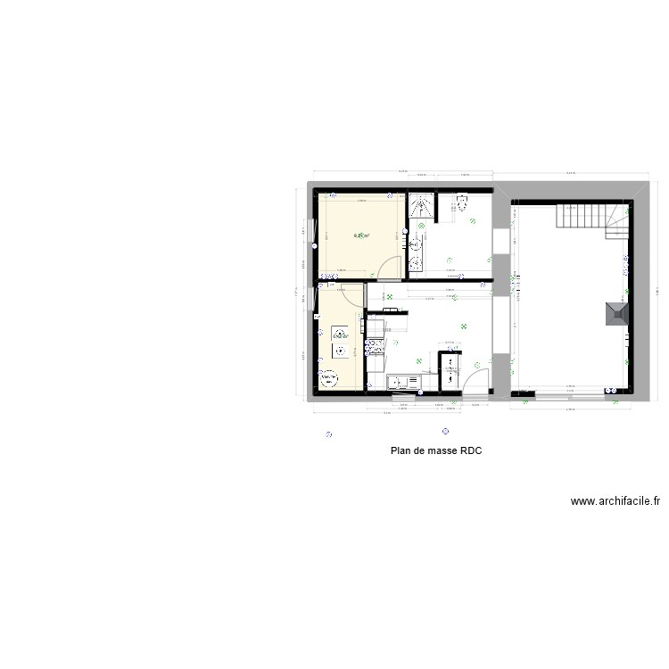 Plan fressines plan de masse implantation élec. Plan de 2 pièces et 15 m2