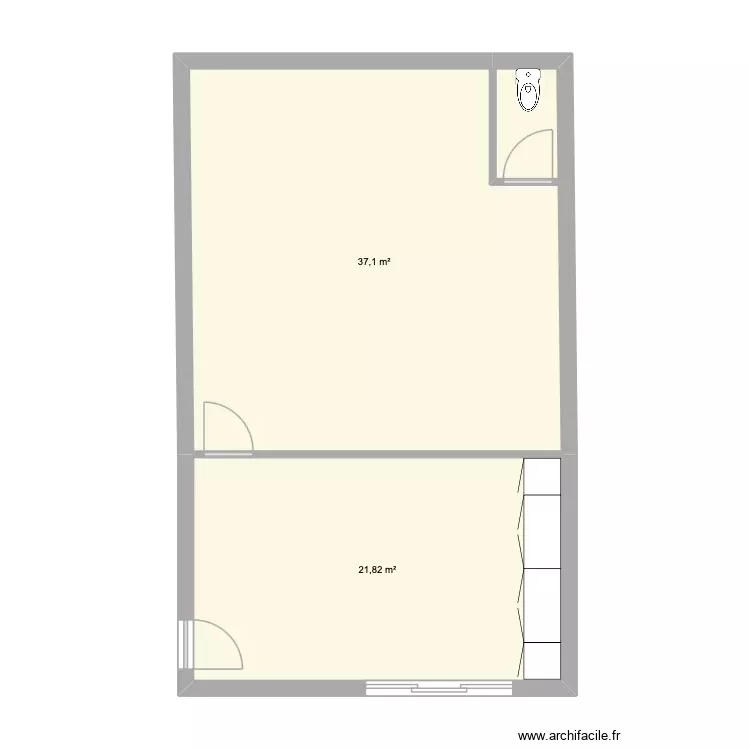 la boite. Plan de 2 Pièces et 59 m²