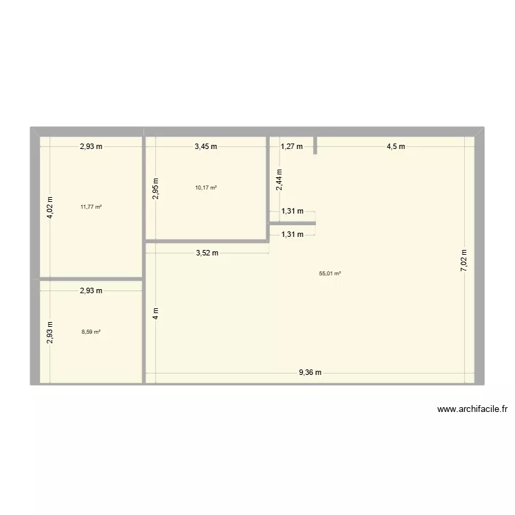 plan a jour. Plan de 4  et 86 m²