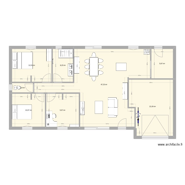 maison. Plan de 8 pièces et 114 m2