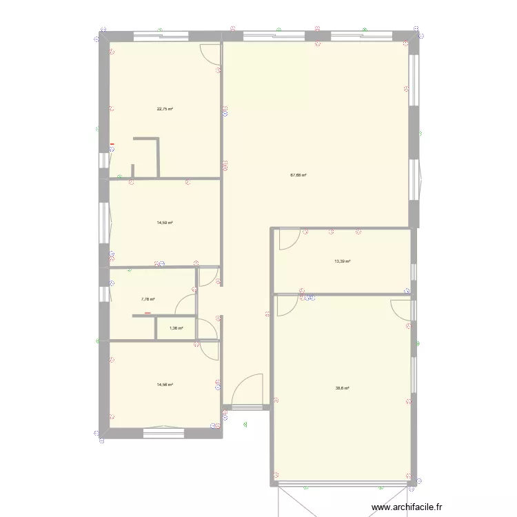 Maison prise. Plan de 
