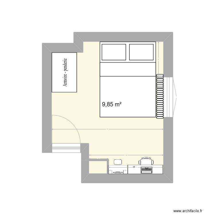 chambre morgane. Plan de 1 pièce et 10 m2