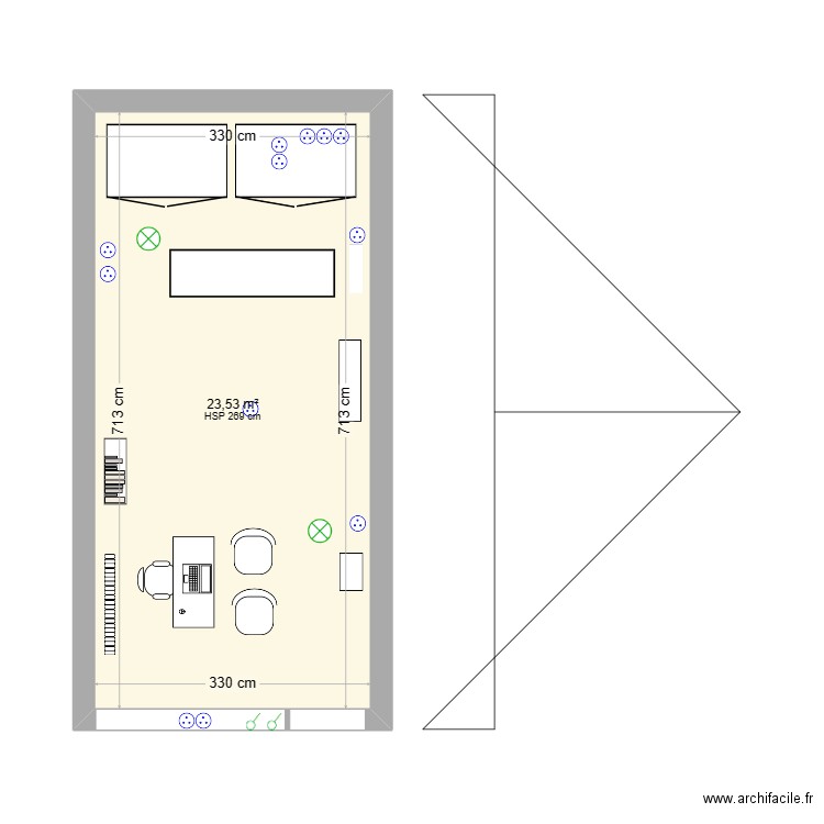 André 23.04. Plan de 1 pièce et 24 m2