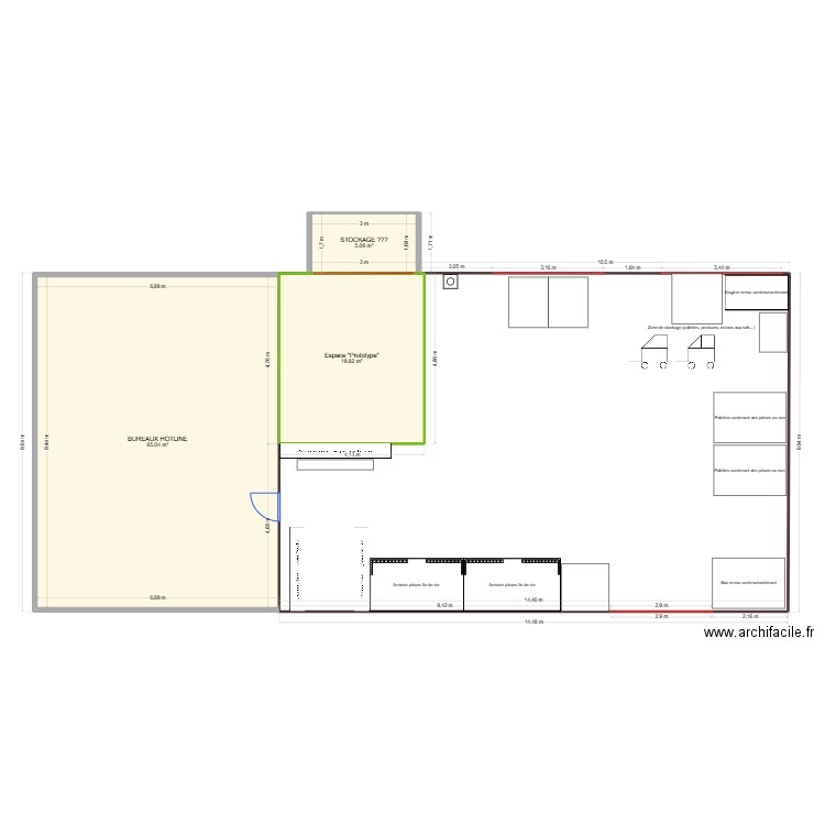 essai. Plan de 3 pièces et 90 m2
