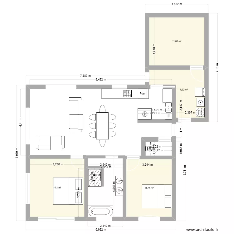 maison2ch. Plan de 4  et 46 m²