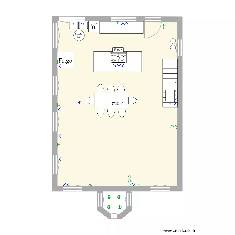 Annexe cuisine sam. Plan de 1 pièce et 57 m²