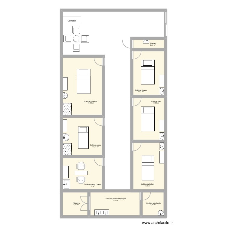plan institut sensation spa. Plan de 0 pièce et 0 m2
