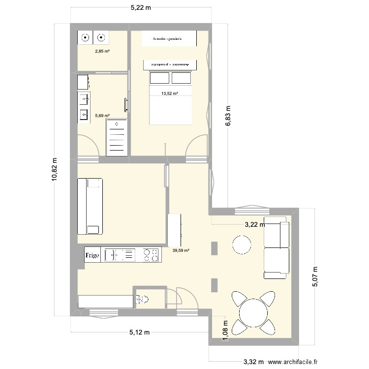 ROCHECHOUART PROJET 9. Plan de 4 pièces et 62 m2