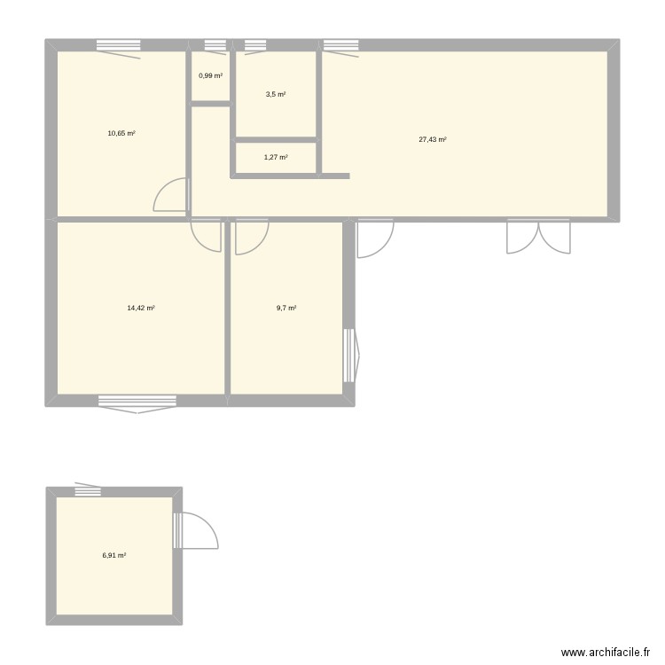 maison cuisine ouverte. Plan de 8 pièces et 75 m2