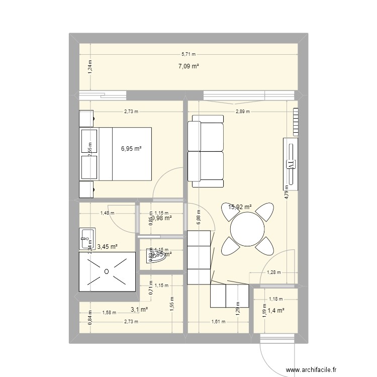 Cabourg cotation. Plan de 8 pièces et 40 m2