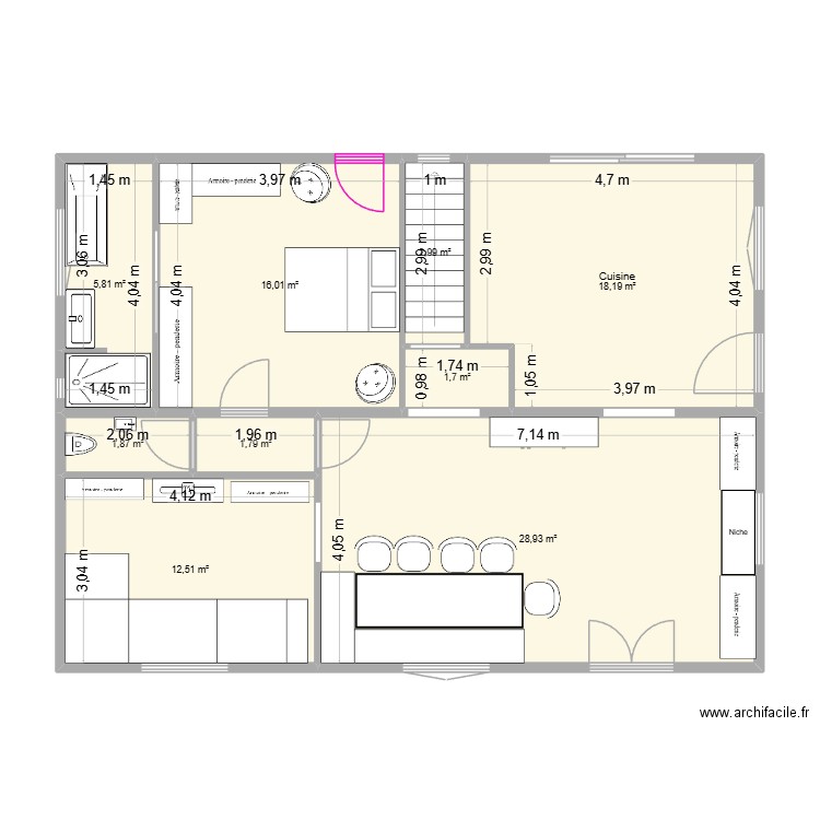 ETAGE V DEF 2. Plan de 9 pièces et 90 m2