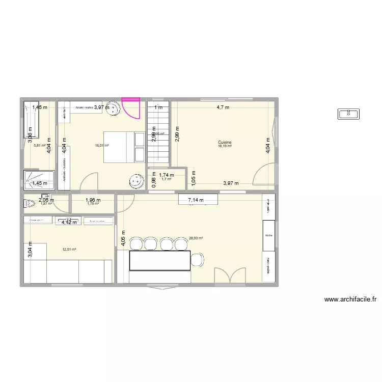 ETAGE V DEF 2. Plan de 9  et 90 m²