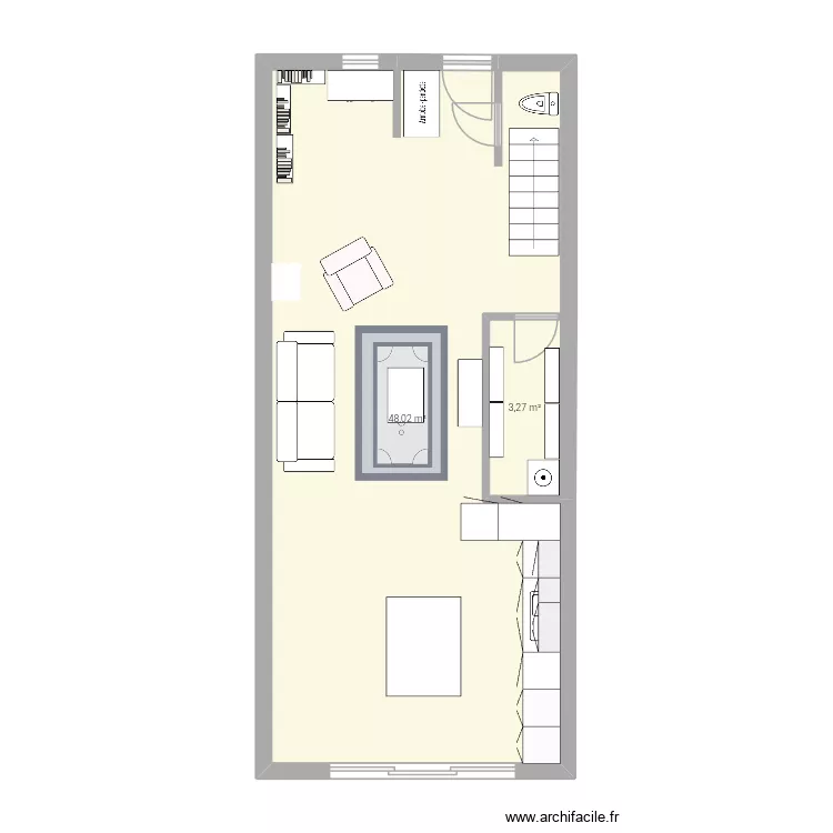 Rdc maison. Plan de 2  et 51 m²