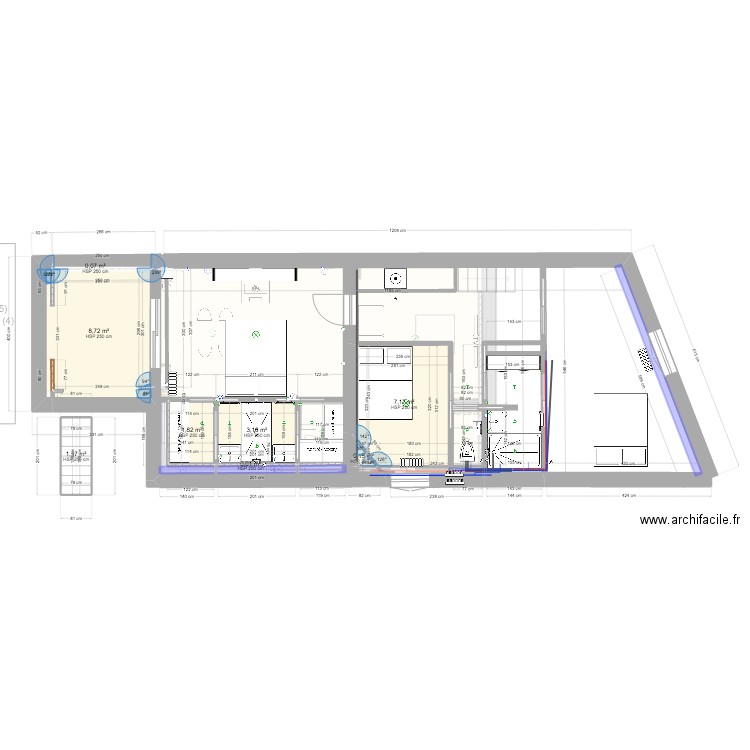 PLAN BLAISE BAS MALIK 12. Plan de 14 pièces et 85 m2