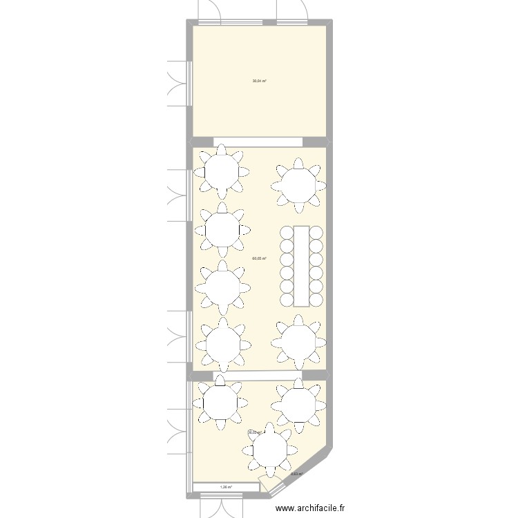 Plan de table mariage. Plan de 5 pièces et 119 m2
