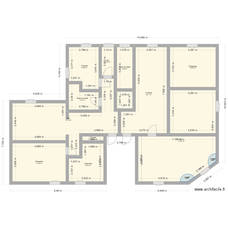 apt monplaisir. Plan de 11 pièces et 174 m2
