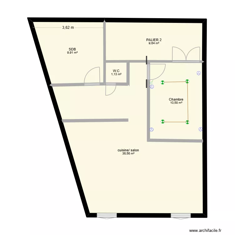 OULIN. Plan de 5  et 68 m²