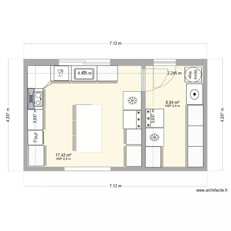 CUISINE 3. Plan de 2 Pièces et 26 m² CUISINE 3. Plan de 2 Pièces et 26 m²