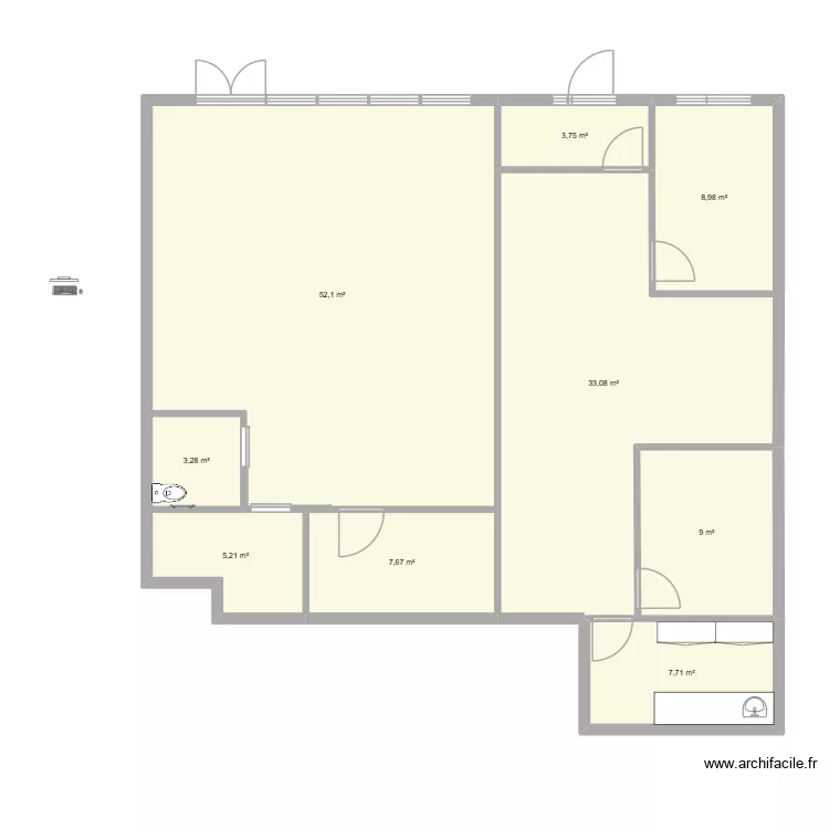 Vitry. Plan de 9  et 131 m²