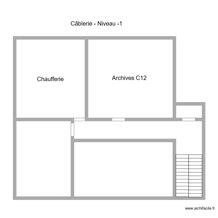 Plan C&acirc;blerie niveau -1 - Thomas & Piron. Plan de 6  et 122 m²