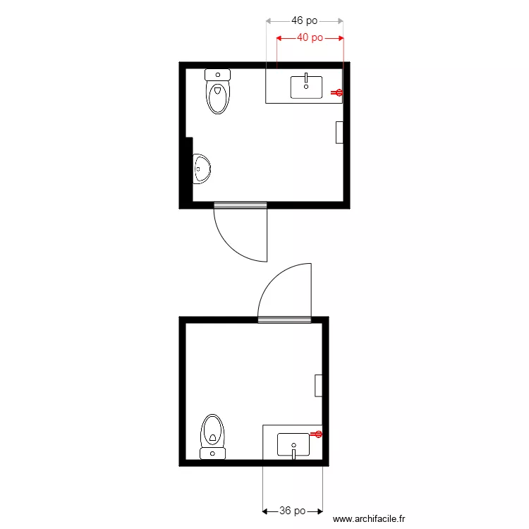 Jazz Salle de bain. Plan de 2  et 9 m²