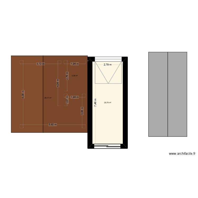 EXTENSION GARAGE. Plan de 3 pièces et 55 m2